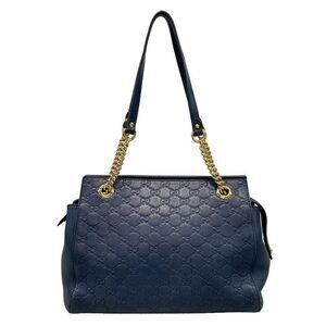 Gucci Shoulder Bag Soft Guccissima Line 453773 Blue Chain Shoulder Leather